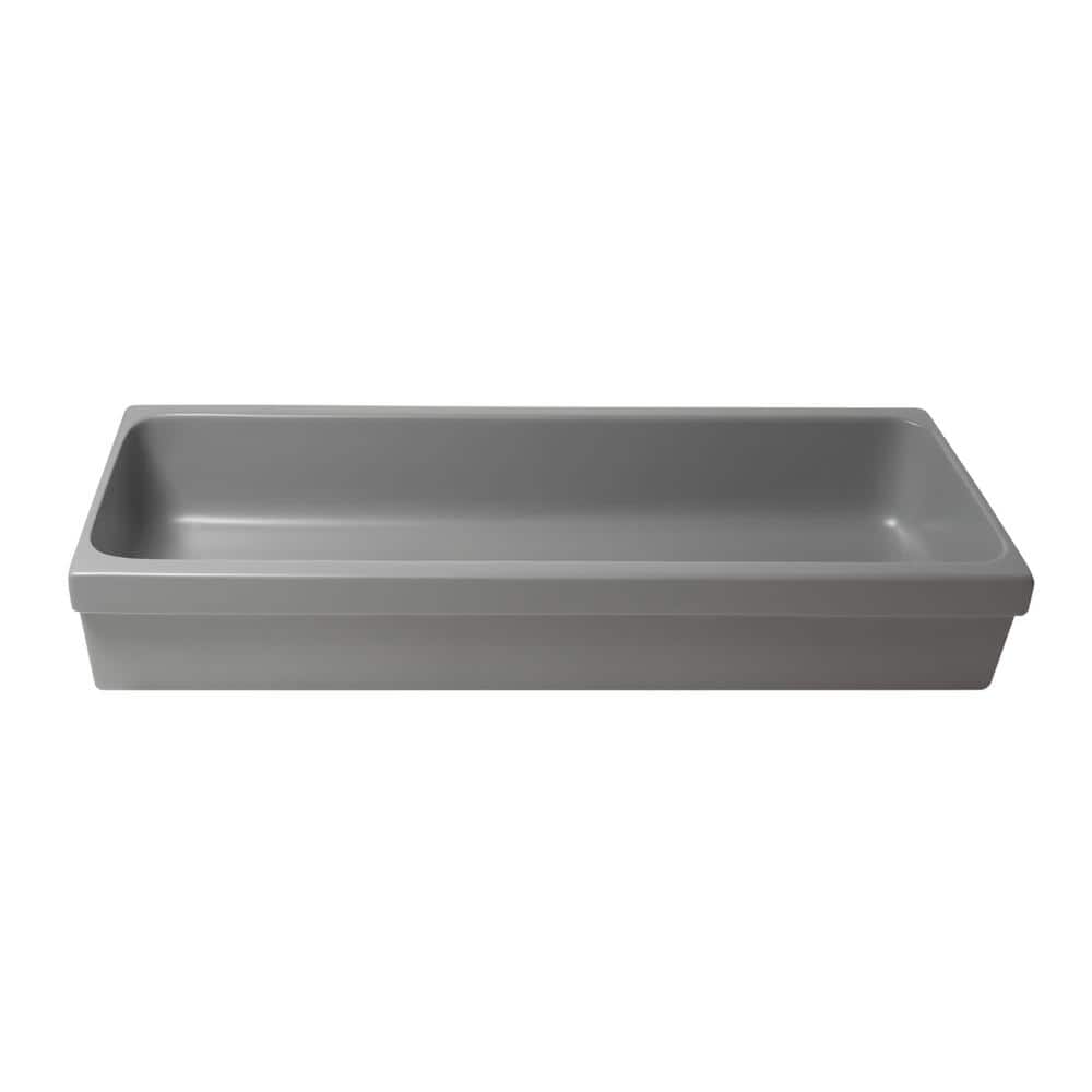 48" Matte Gray Ceramic Undermount Vessel Sink