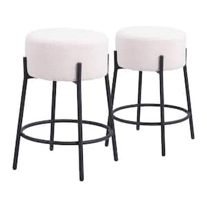 Blanche 24.2 in. Backless Plywood Frame Counter Stool with 100% Polyester Seat - (Set of 2)