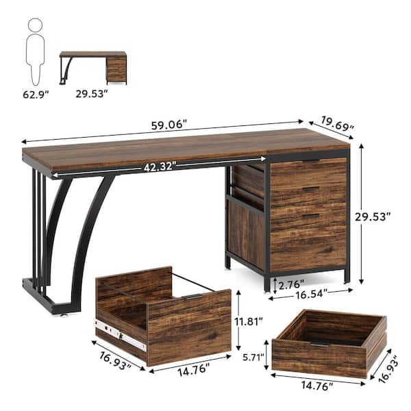 BYBLIGHT Havrvin 59 in. Rectangular Rustic Brown and Black 3 BYBLIGHT Havrvin 59 in. Rectangular Rustic Brown and Black 3