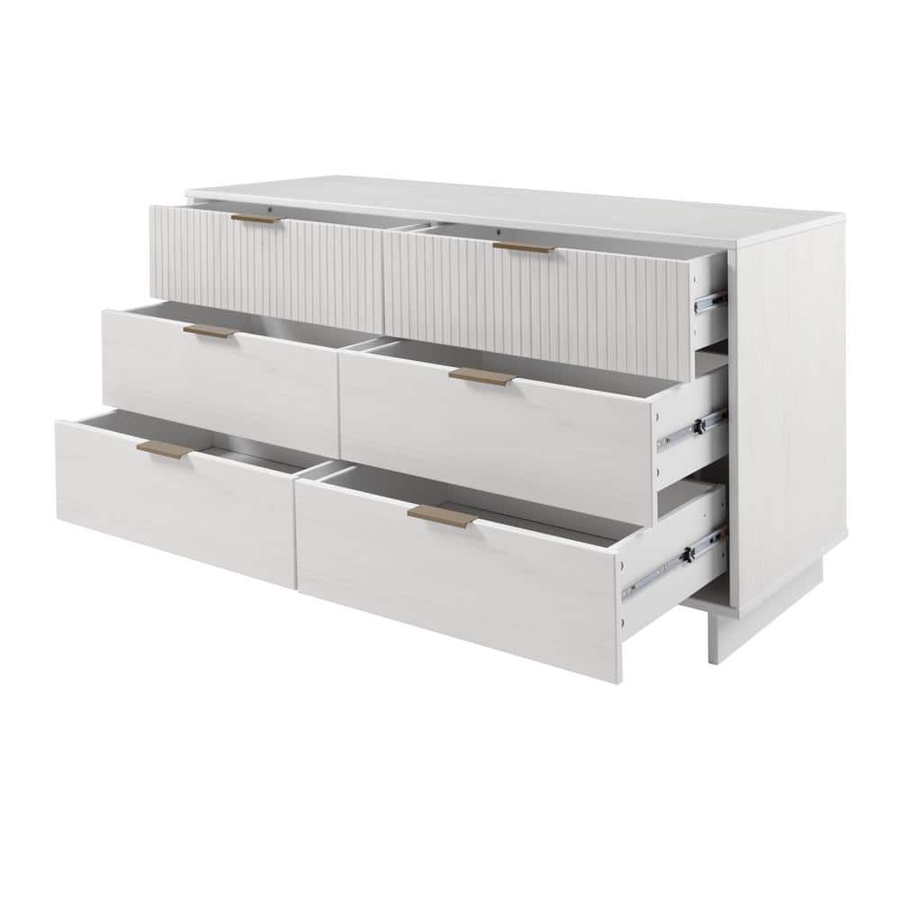 Granville White Double Wide Dresser with Soft Close Drawers