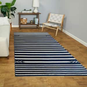Cameron Striped Blue 8 ft. x 10 ft. Area Rug