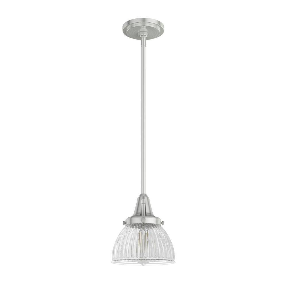Cypress Grove Brushed Nickel Mini Pendant with Fluted Glass