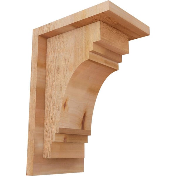 Ekena Millwork 6 in. x 8 in. x 12 in. Western Red Cedar Pescadero Rough Sawn Corbel with Backplate
