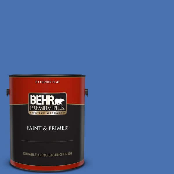 BEHR PREMIUM PLUS 1 gal. Home Decorators Collection #HDC-SM16-07 Croquet Blue Flat Exterior Paint & Primer