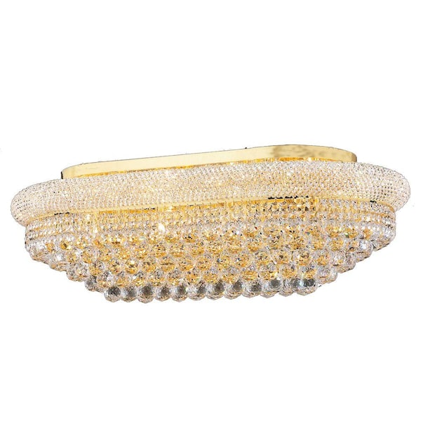 Worldwide Lighting Empire Collection 18-Light Crystal and Gold Ceiling Light