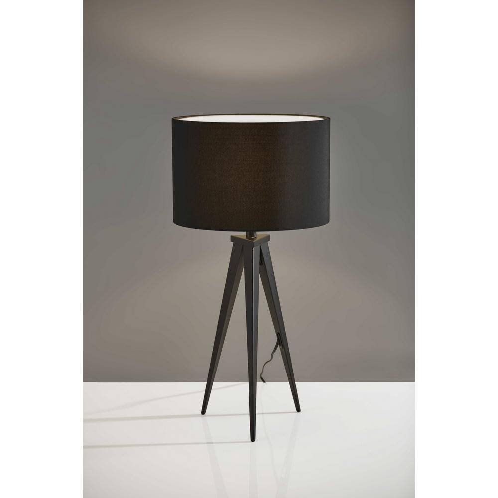 Black Metal Tripod Table Lamp with Drum Shade