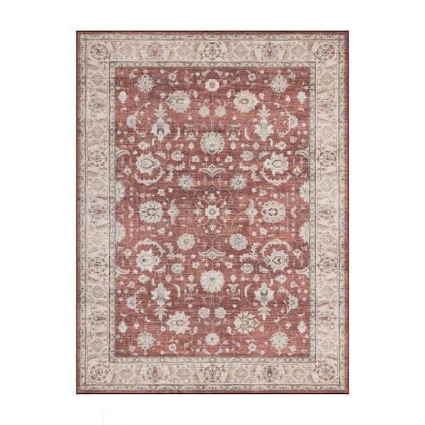 Vintage living room Rug 9 ft. x 12 ft. Red Area Rug