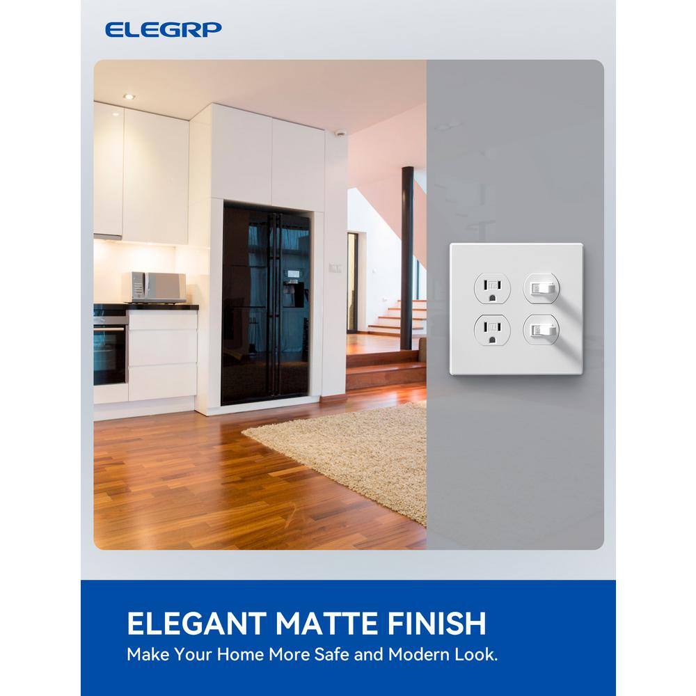 White 4-Gang Plastic Duplex Outlet Wall Plate Set