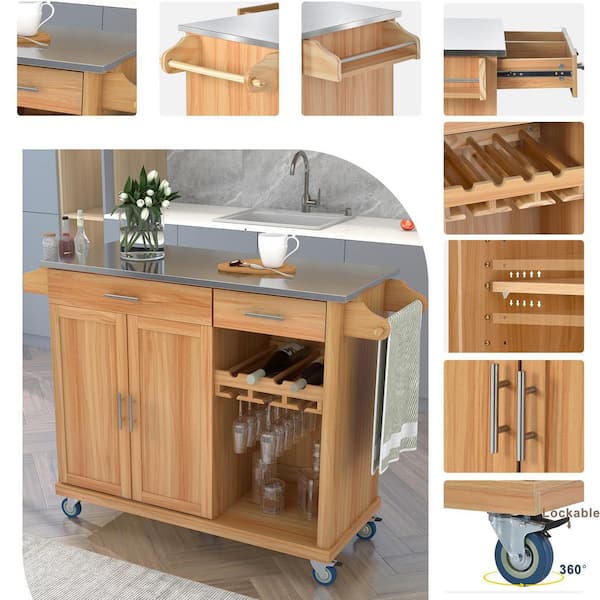 Eleanor Stainless Steel Top Kitchen Island - Shop Traditional