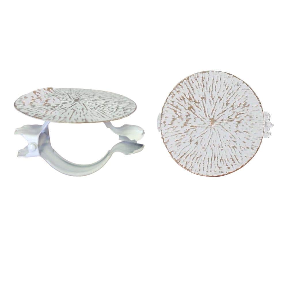 White and Gold Metal Round Curtain Tiebacks Set of 2