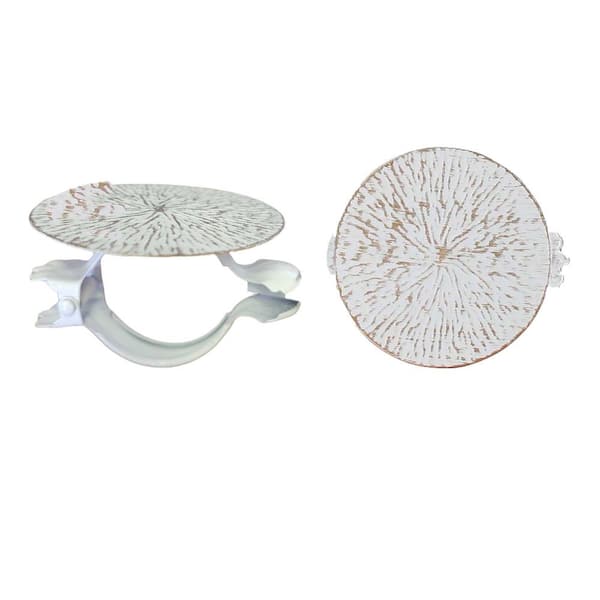 White/Gold Metal Round Curtain Tie Back (Set of 2)