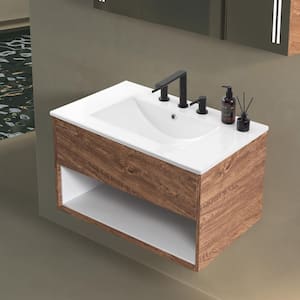 Ancillary 3-Hole 30 in. W x 18.25 in. D Classic Contemporary Rectangular Ceramic Single Sink Basin Vanity Top in White
