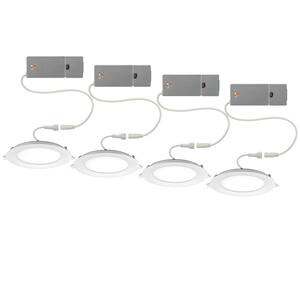 6 in. Adjustable CCT Integrated LED Canless Recessed Light Trim 900 Lumens Kitchen Bathroom Remodel Wet Rated (4-Pack)