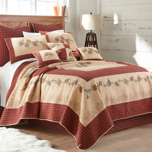 DONNA SHARP Pine Lodge Cotton Red and Gold King Quilt