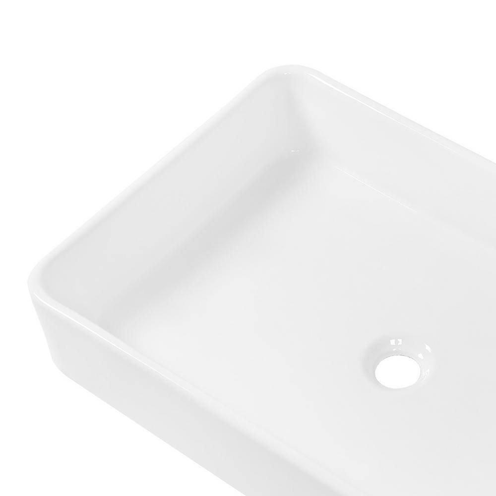 24'' x 16'' White Ceramic Rectangular Above-Counter Sink