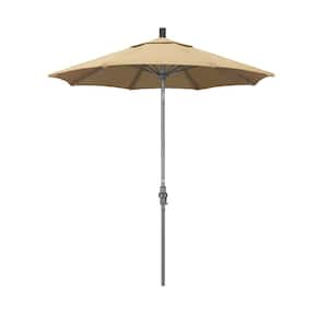 7.5 ft. Grey Aluminum Market Collar Tilt Crank Lift Patio Umbrella in Antique Beige Olefin