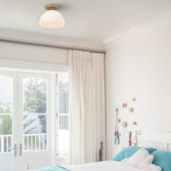 Golden Lighting - Dorinda 12.25 in. 1-Light Brushed Champagne Bronze Semi-Flush Mount