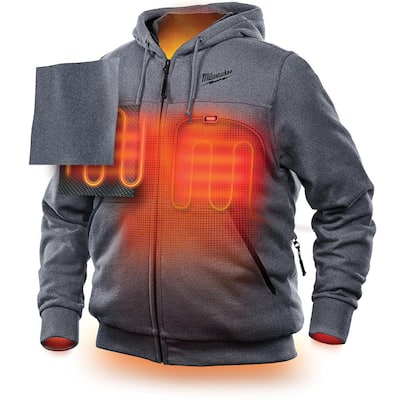 Men's Large M12 12-Volt Lithium-Ion Cordless Gray Heated Hoodie Kit with (1) 1.5Ah Battery and Charger