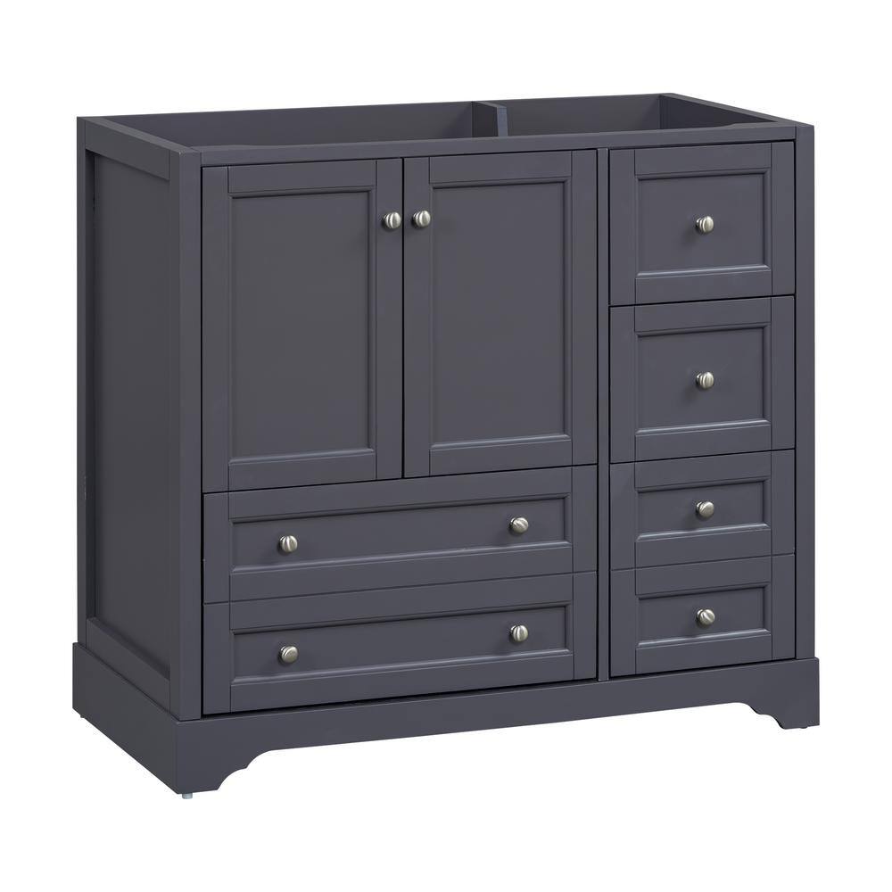 35.43 in. Freestanding Bath Vanity Cabinet without Top in Blue Gray with Sh