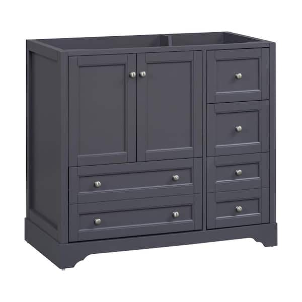 Adrinfly 35.43 in. Freestanding Bath Vanity Cabinet without Top in Blue Gray with Shelf, 4 Storage Drawers and Soft Closing Doors