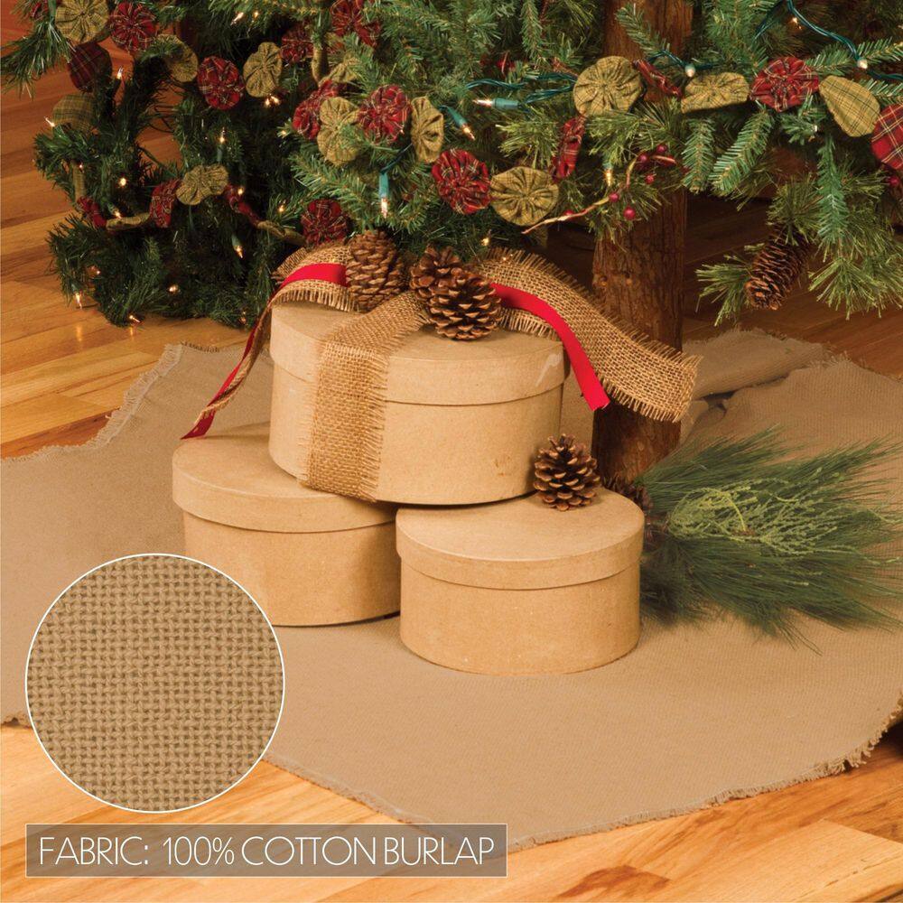 Natural Burlap 48-Inch Star-Shaped Christmas Tree Skirt
