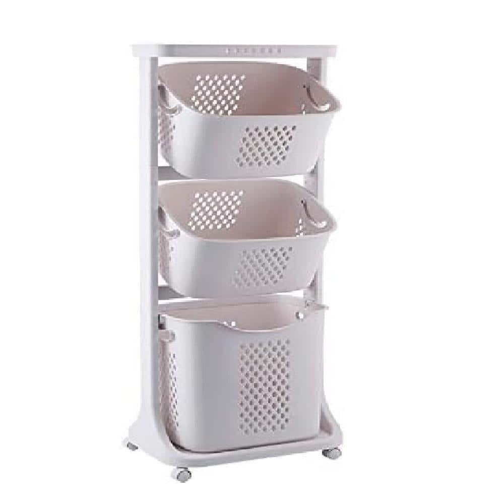 Freestanding Bathroom Multi-layer Laundry Basket Storage Basket Household w
