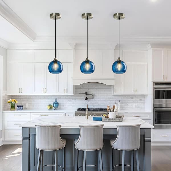 ZHLWIN Home Lighting ‎60 Watts 1-Light 5.9 in. Blue Glass Pendant