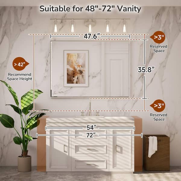 TETOTE 48 in. W x 36 in. H Framed Rectangular Oil Rubbed Bronze