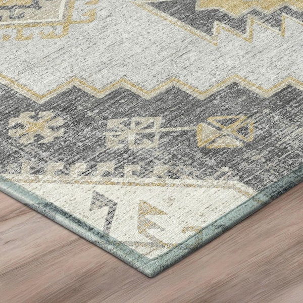Chantille Machine Washable Indoor/Outdoor Abstract ACN3011 Silver 9 ft. x 12 ft. Area Rug