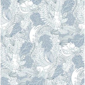 Botanical Blue Gato Garden Novelty Peel and Stick Wallpaper Sample