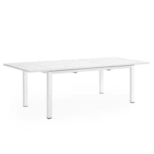 Extendable Aluminum Outdoor Dining Table, White