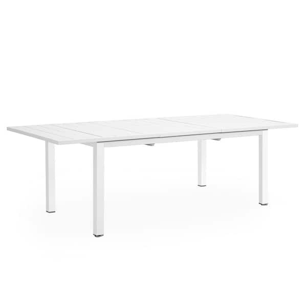 SUNVIVI Extendable Aluminum Outdoor Dining Table, White