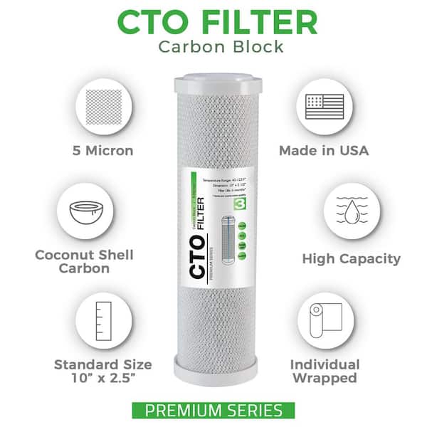 FC15US Universal High Capacity Carbon Block CTO Replacement Water Filter Cartridge for Reverse Osmosis RO System