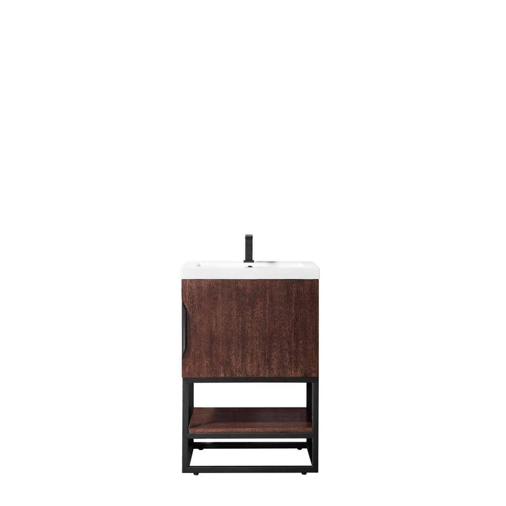 James Martin Vanities Columbia 24 in. Single Vanity in Coffee Oak & Matte Black with Resin