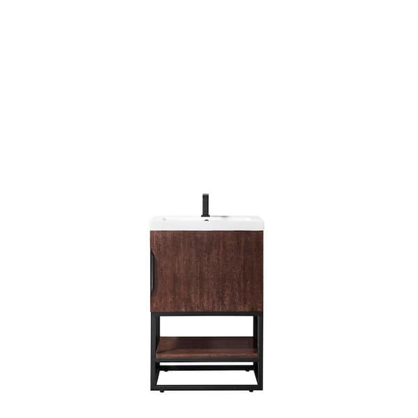 James Martin Vanities Columbia 23.6 in. W x 18.1 in. D x 35.4 in. H Bath Vanity in Coffee Oak with White Glossy Top