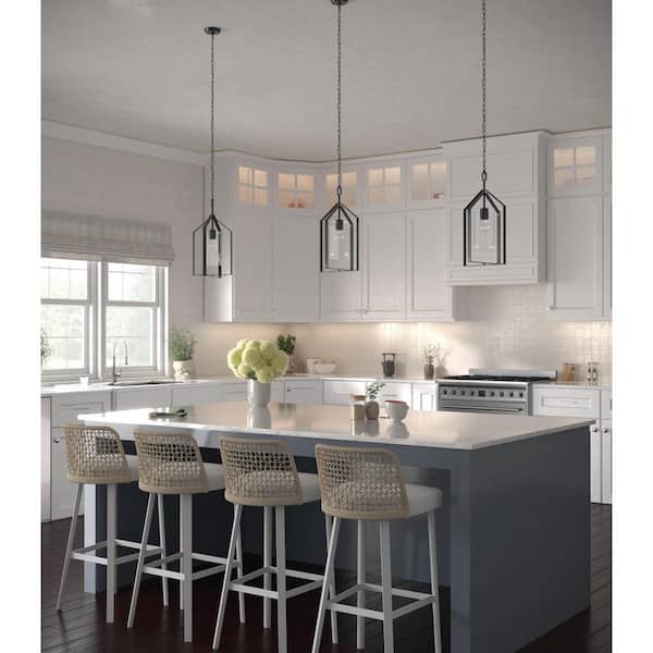 Progress Lighting Vertex Collection 1-Light Matte Black Clear Glass Contemporary Foyer Light