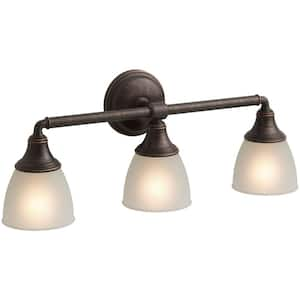 Devonshire 3 Light Oil Rubbed Bronze Indoor Bathroom Vanity Light Fixture, Position Facing Up or Down, UL Listed