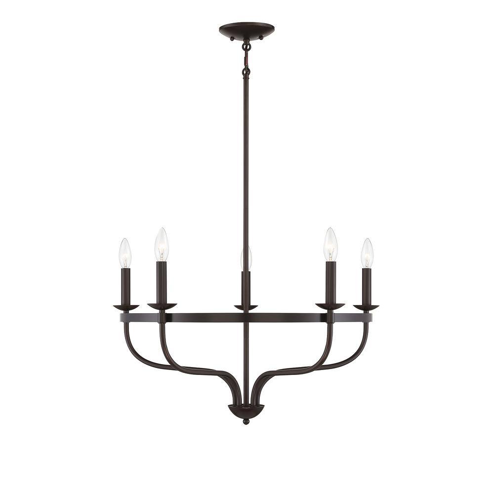 Savoy House 26.63 in. W x 14.5 in. H 5Light Oil Rubbed Bronze Candlestick Chandelier with Metal