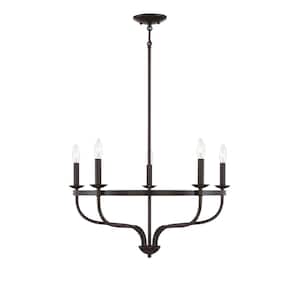 26.63 in. W x 14.5 in. H 5-Light Oil Rubbed Bronze Candlestick Chandelier with Metal Frame