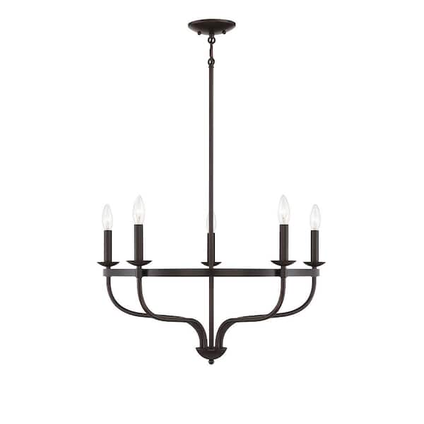 Savoy House 26.63 in. W x 14.5 in. H 5-Light Oil Rubbed Bronze Candlestick Chandelier with Metal Frame