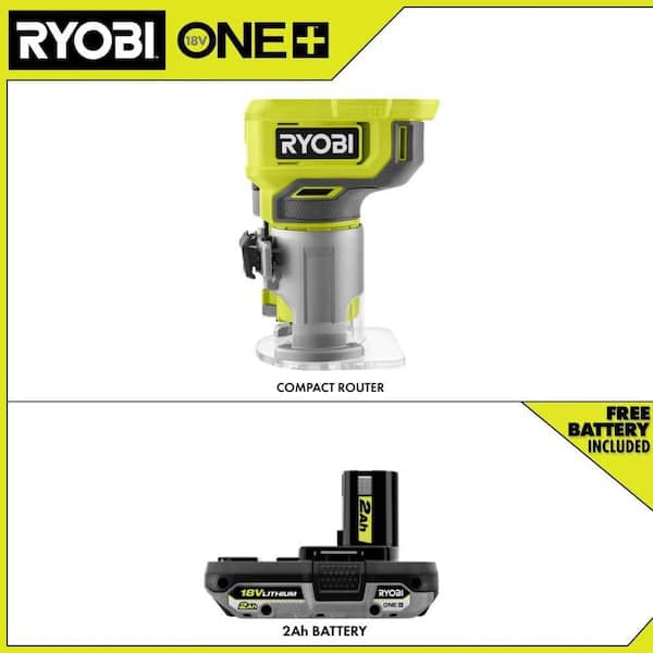 ONE+ 18V Cordless Compact Fixed Base Router with ONE+ 18V 2.0 Ah Lithium Battery