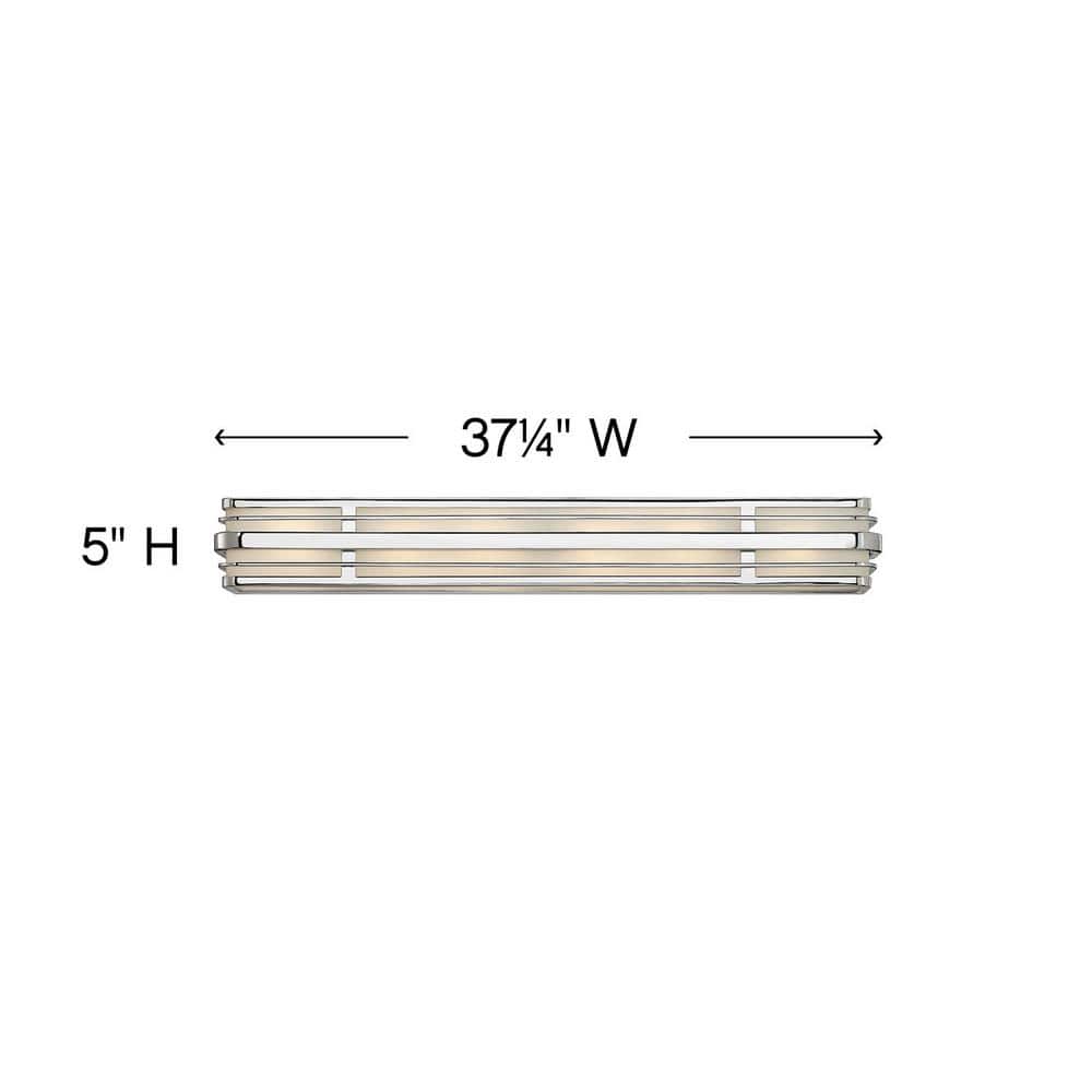 Winton 37.25" Chrome Vanity Light with White Etched Glass Panels