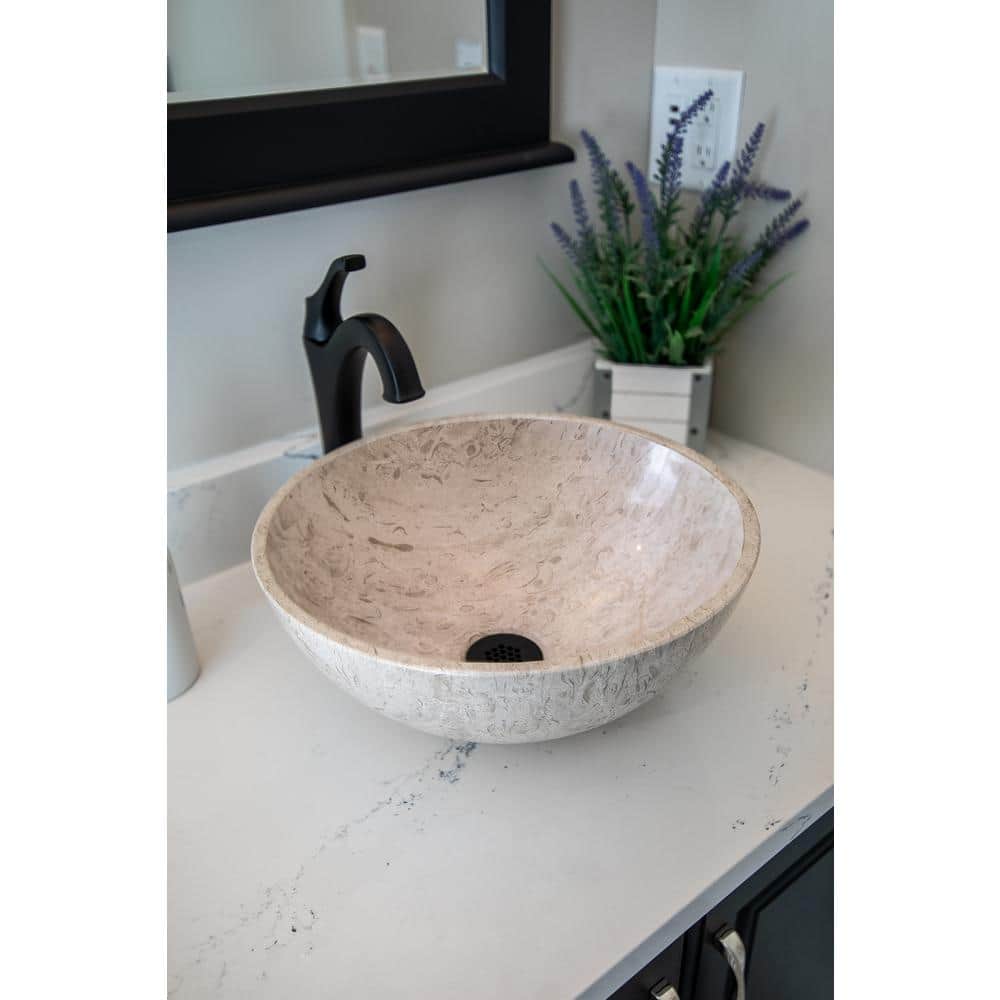 Eden 14'' Gray Marble Circular Vessel Sink