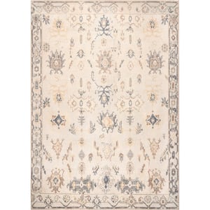 August Machine Washable Beige 9 ft. x 12 ft. Persian Area Rug