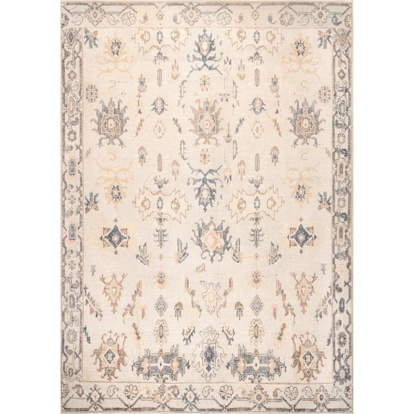 nuLOOM August Machine Washable Beige 9 ft. x 12 ft. Persian Area Rug