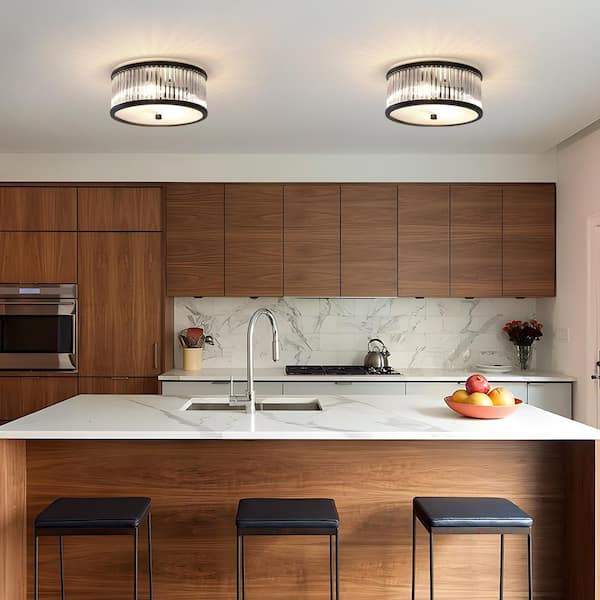 pasentel 12 in. 2-Light Matte Black Modern Flush Mount Ceiling pasentel 12 in. 2-Light Matte Black Modern Flush Mount Ceiling