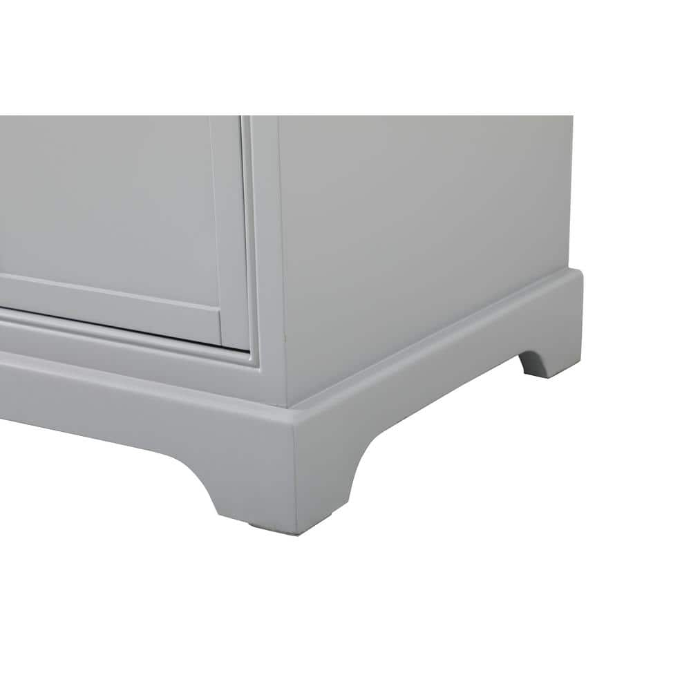 Gray Double Freestanding Solid Wood Bathroom Vanity with Marble Top