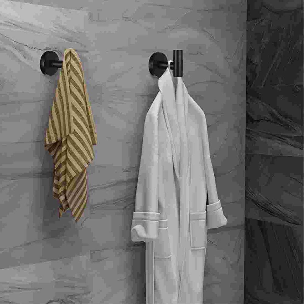 Matte Black Stainless Steel Wall Hooks for Bathroom and Kitchen, 8 Pack