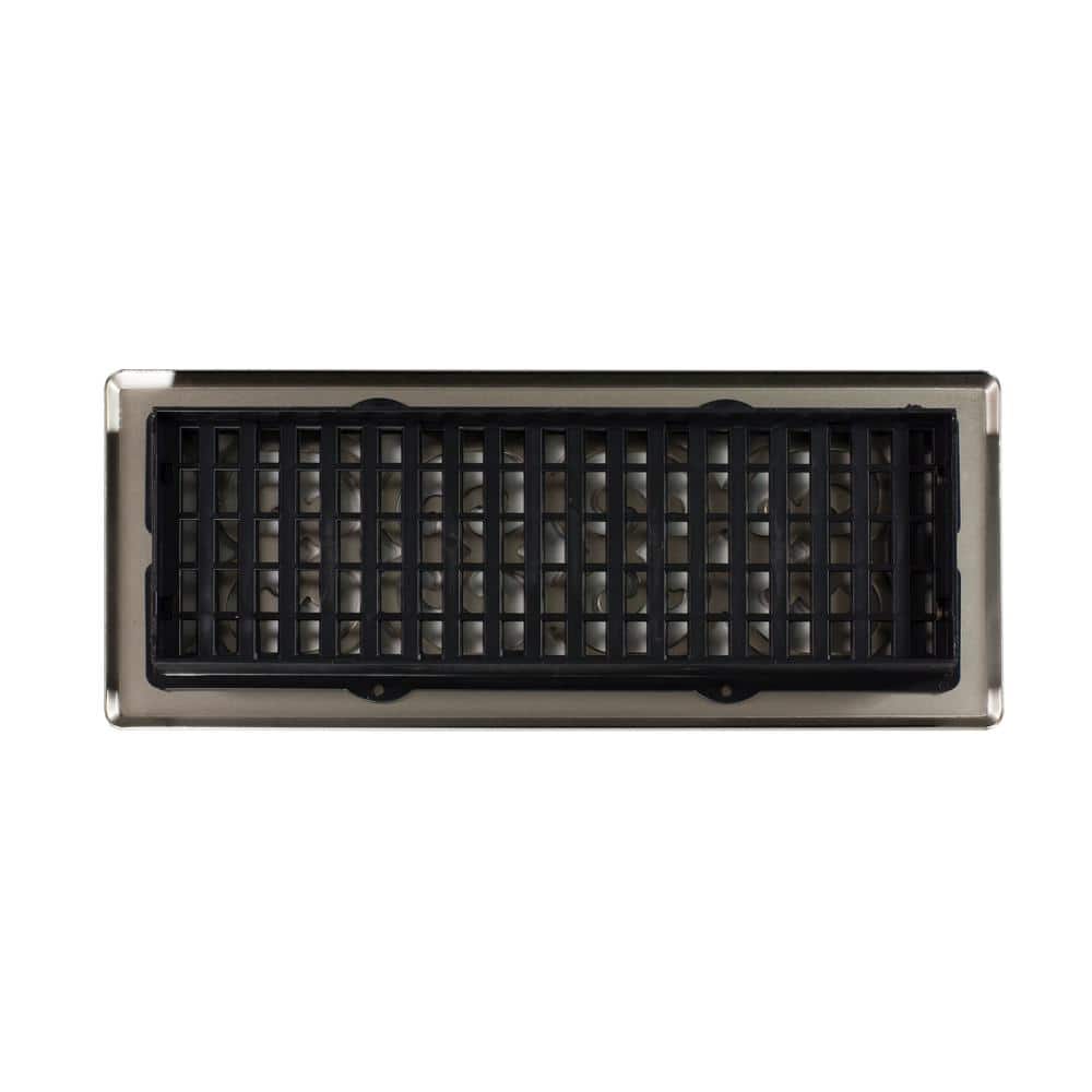 Brushed Nickel Decorative Steel Floor Register with Damper Box