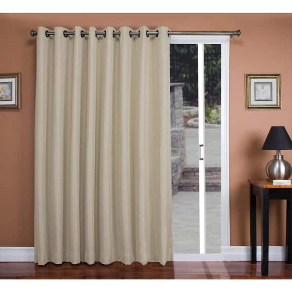 RICARDO Parchment Canvas Solid 106 in. W x 84 in. L Grommet Blackout Curtain